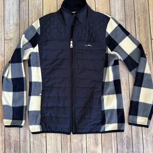 Ralph Lauren Black and Cream Quilted Front Plaid Sleeve Jacket